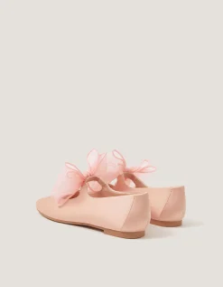 Organza Bow Ballet Flats Pink
