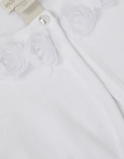 Ottilie Appliqué Rose Cardigan White