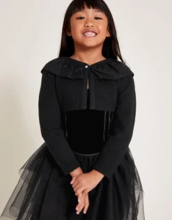 Oversized Collar Cardigan Black