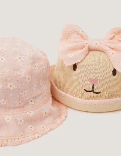 2-Pack Baby Embroidered Bunny Hats Multi