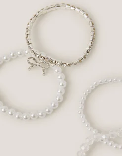 4-Pack Bow Pearl Bracelets Ivory