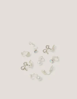 4-Pack Bow & Pearl Clip On Earrings