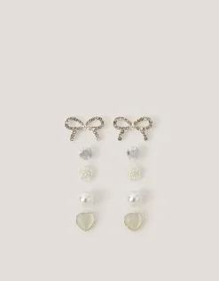 5-Pack Bow & Pearl Stud Earrings
