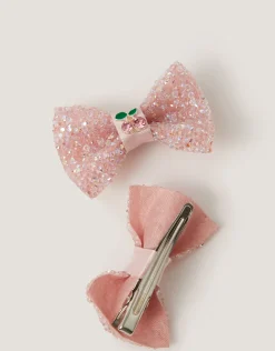 2-Pack Cherry Bow Hair Clips