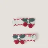 2-Pack Cherry Embroidered Hair Clips