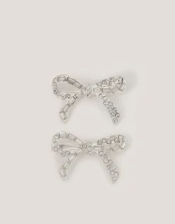 2-Pack Diamanté Bow Hair Clips