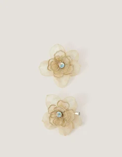 2-Pack Diamanté Flower Hair Clips