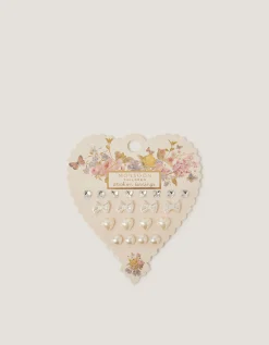 10-Pack Diamanté & Pearl Stick On Earrings