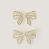 2-Pack Embellished Bow Metal Hair Clips