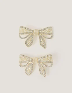 2-Pack Embellished Bow Metal Hair Clips