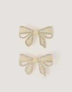 2-Pack Embellished Bow Metal Hair Clips