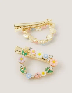 2-Pack Floral Heart Hair Clips