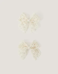 2-Pack Mini Lacy Bow Hair Clips