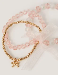 3-Pack Organza Bow Bead Bracelets