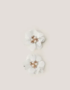 2-Pack Pearl Flower Hair Clips Ivory