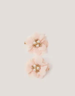 2-Pack Pearl Flower Hair Clips Pink