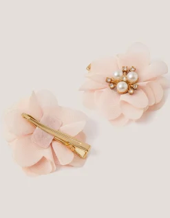 2-Pack Pearl Flower Hair Clips Pink
