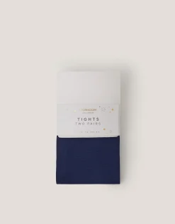 2-Pack Plain Tights Blue