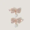 2-Pack Rhinestone Bow Drop Hair Clips