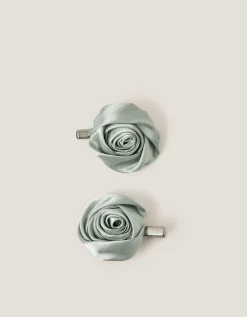2-Pack Satin Rosette Hair Clips