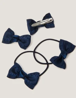 4-Pack School Bow Hair Bands & Clips