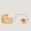 3-Pack Shell Stud & Hoop Earrings