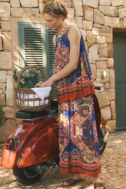 Padma Printed Palazzo Trousers Blue