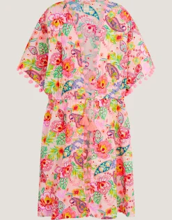 Paisley Print Pom Pom Kaftan Pink