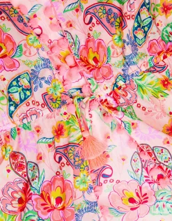 Paisley Print Pom Pom Kaftan Pink
