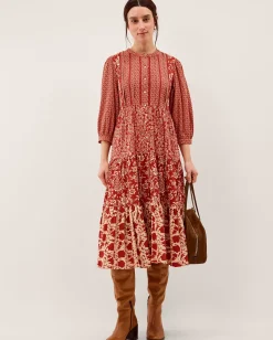 Palmer Floral Jersey Midi Dress Red
