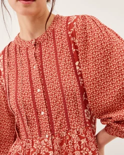 Palmer Floral Jersey Midi Dress Red