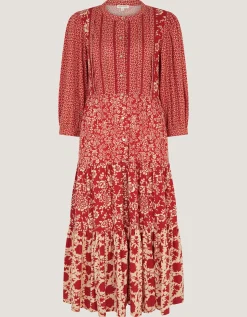 Palmer Floral Jersey Midi Dress Red