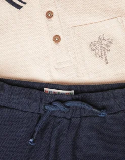 Palm Jersey Polo Shirt & Shorts Set Natural