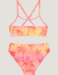Palm Print Braided Bikini Set Orange