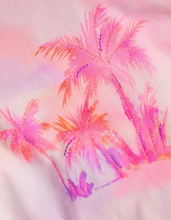 Palm Print Ombré T-Shirt Pink