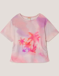 Palm Print Ombré T-Shirt Pink