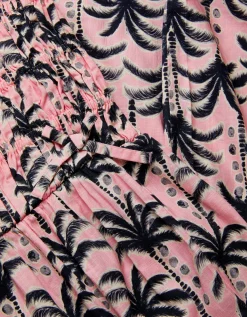 Palm Print Strappy Jumpsuit Pink