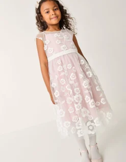 Pansy Embroidered Tulle Dress Pink