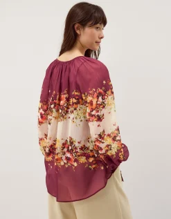 Parrie Balloon Sleeve Floral Blouse Cream