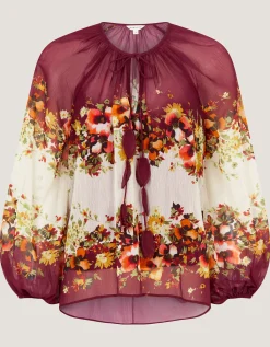 Parrie Balloon Sleeve Floral Blouse Cream