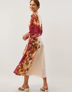 Parrie Floral Midi Wrap Dress Cream