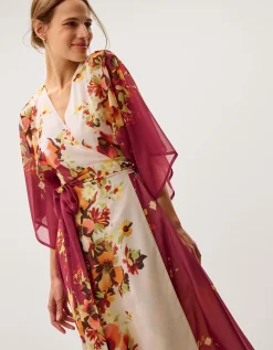 Parrie Floral Midi Wrap Dress Cream