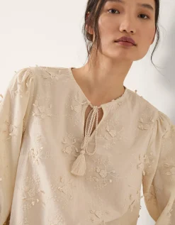 Pascale Floral Appliqué Blouse Ivory