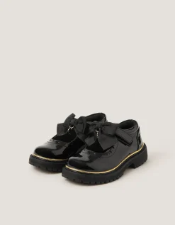 Patent Mary Jane Brogue School Shoes Black