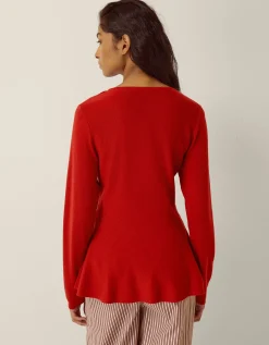 Paula Bow Peplum Jumper Red