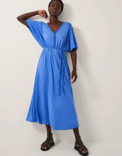Paula Braided Jersey Midi Dress Blue