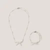 Pearl Bow Necklace & Bracelet Set