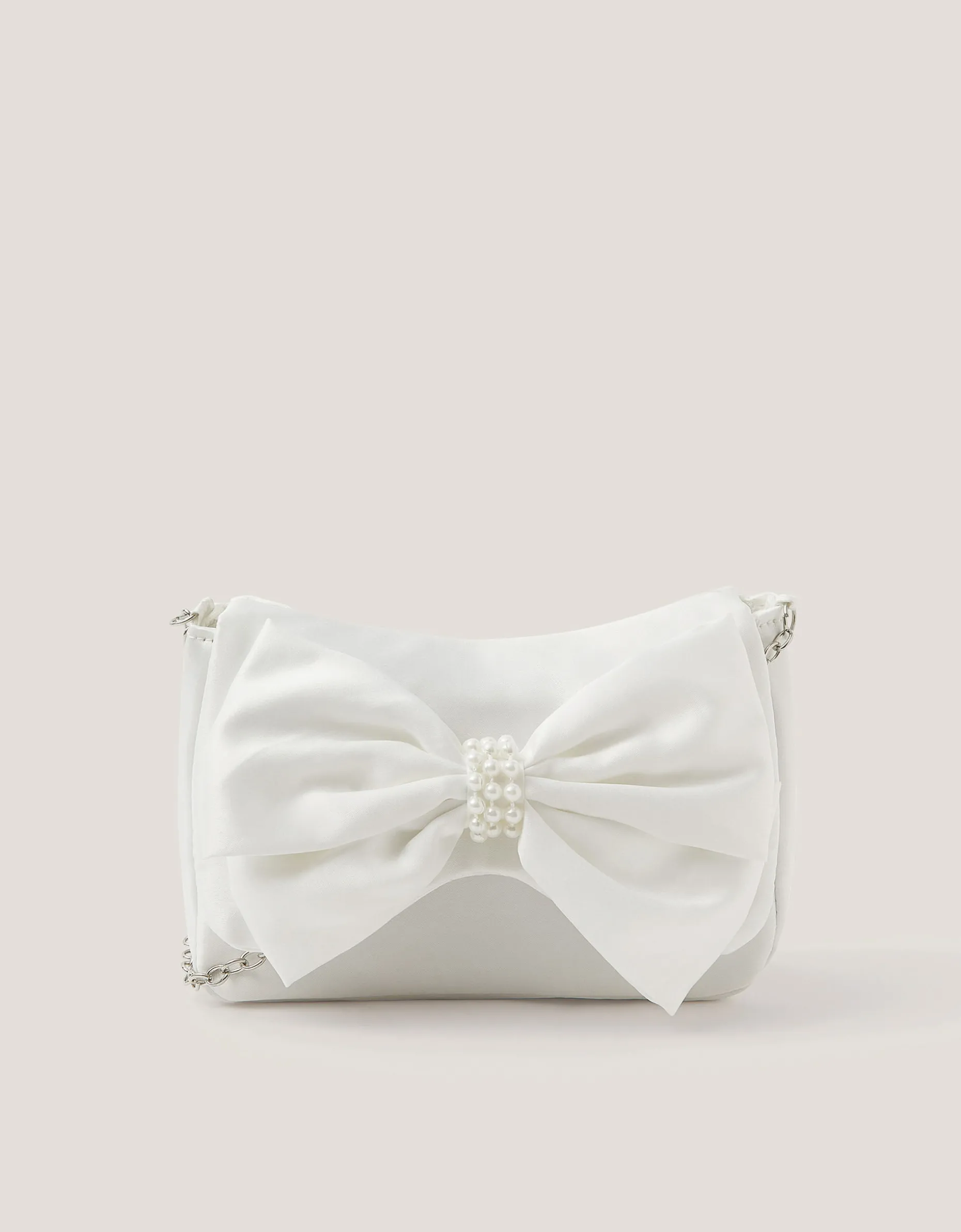 Pearl Bow Satin Bag