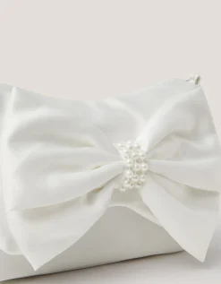 Pearl Bow Satin Bag