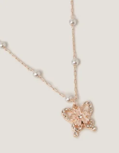 Pearl Butterfly Necklace & Bracelet Set